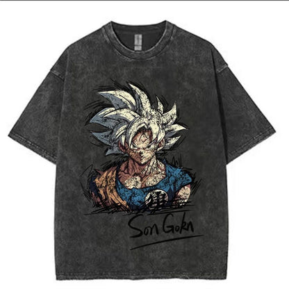 Oversized Washed Denim Graphic T-Shirt – Vintage Streetwear Tee