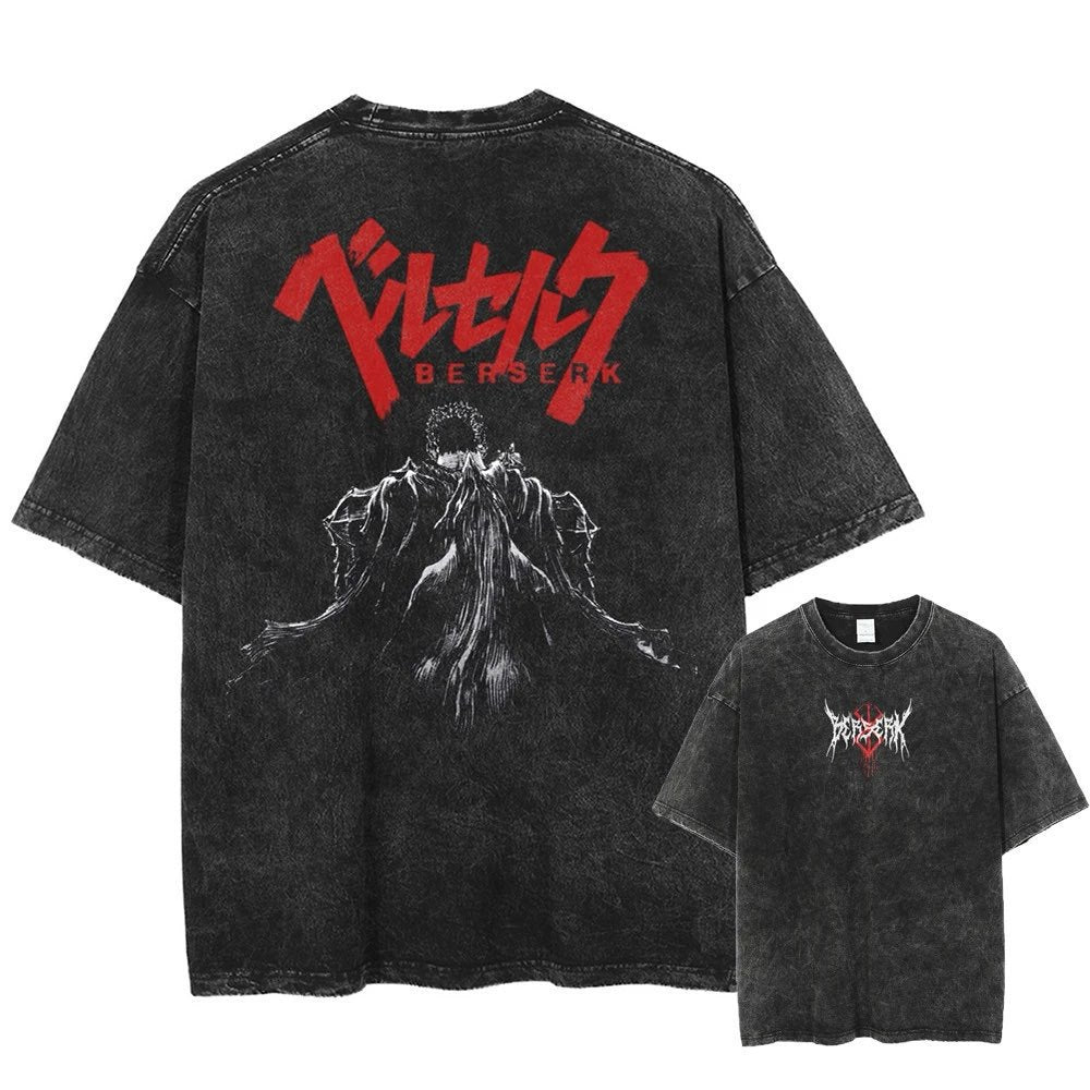 Vintage Washed Anime Graphic T-Shirt – Oversized Cotton Tee