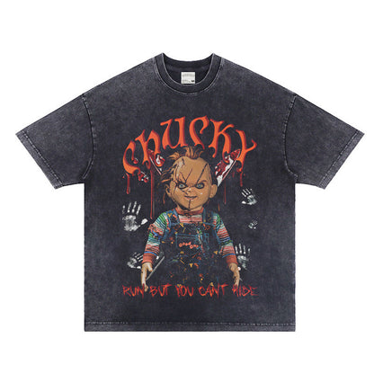 Vintage Washed Distressed Letter Graphic T-Shirt – Streetwear Tee