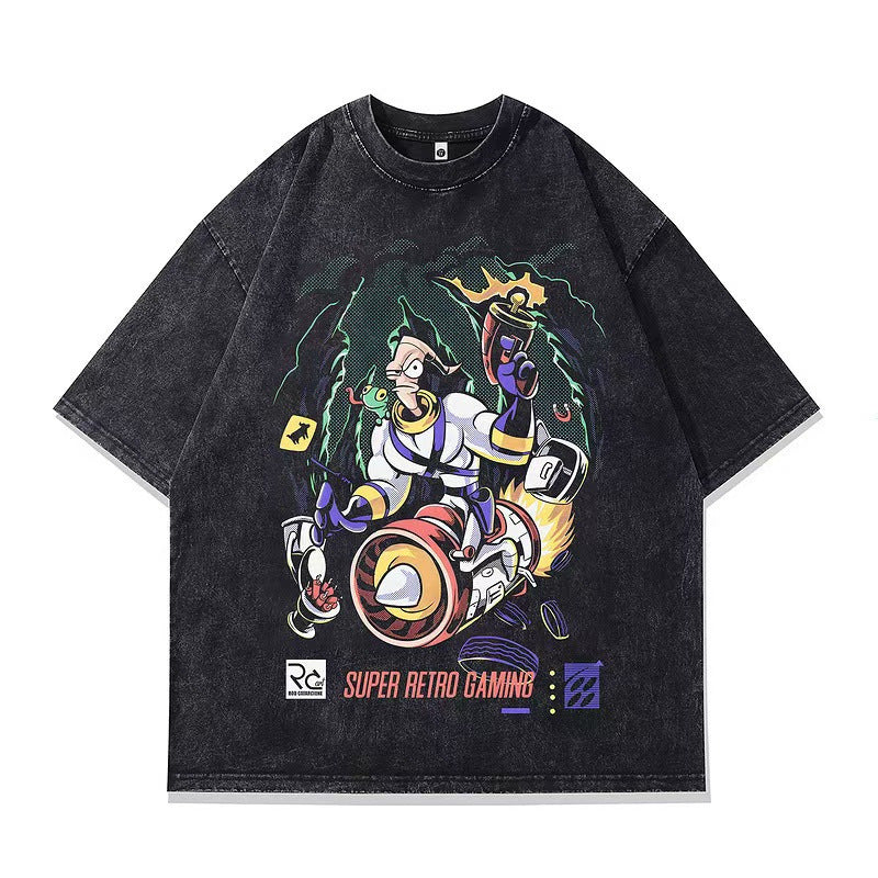 Heavyweight Vintage Washed Distressed T-Shirt for Men