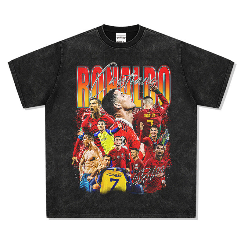 Vintage Washed Football Legends Inspired Graphic T-Shirt