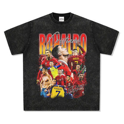 Vintage Washed Football Legends Inspired Graphic T-Shirt