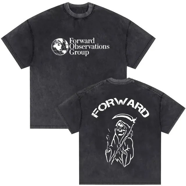Vintage Washed Skeleton Graphic T-Shirt – Gothic Punk Cotton Tee