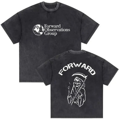 Vintage Washed Skeleton Graphic T-Shirt – Gothic Punk Cotton Tee
