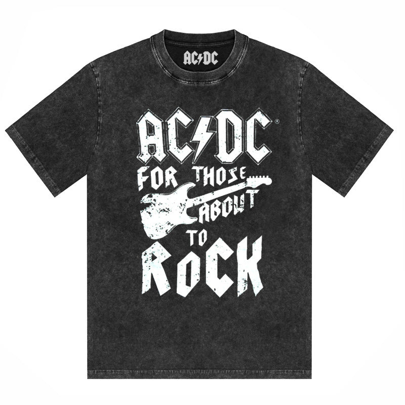 AC/DC Vintage Washed Oversized Graphic T-Shirt