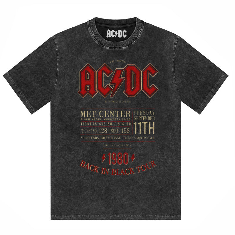AC/DC Vintage Washed Oversized Graphic T-Shirt