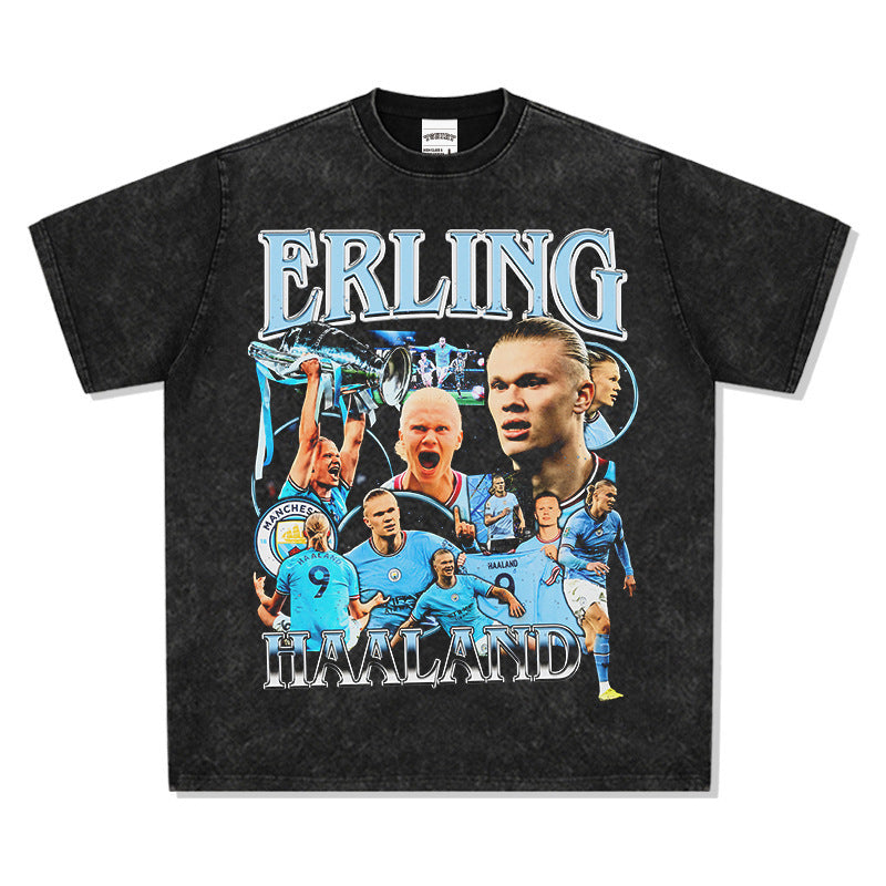 Vintage Washed Football Legends Inspired Graphic T-Shirt