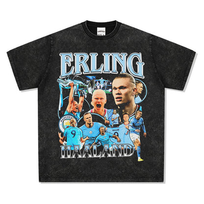 Vintage Washed Football Legends Inspired Graphic T-Shirt